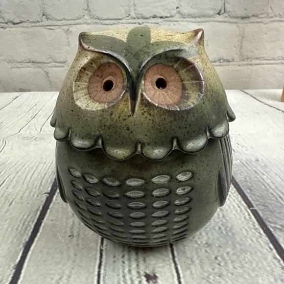 Vintage MCM Pottery Owl Figurine Jar Scandinavian Design - Picture 1 of 10